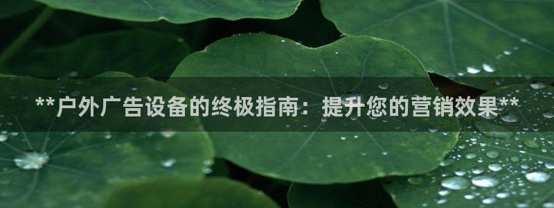 杏宇平台总代理：**户外广告设备的终极指南：提升您的营销效果**
