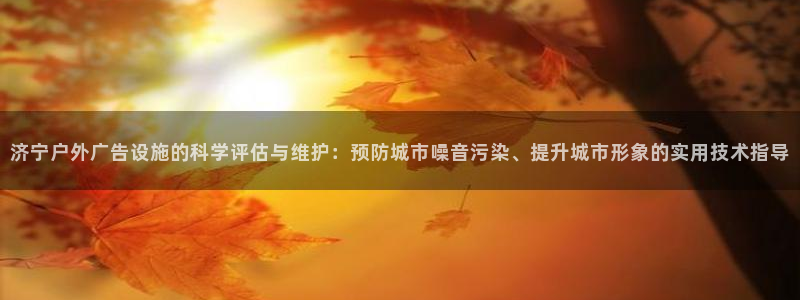 杏宇官方平台官网下载：济宁户外广告设施的科学评估与维护：预防城市噪音污染、提升城市形象的实用技术指导